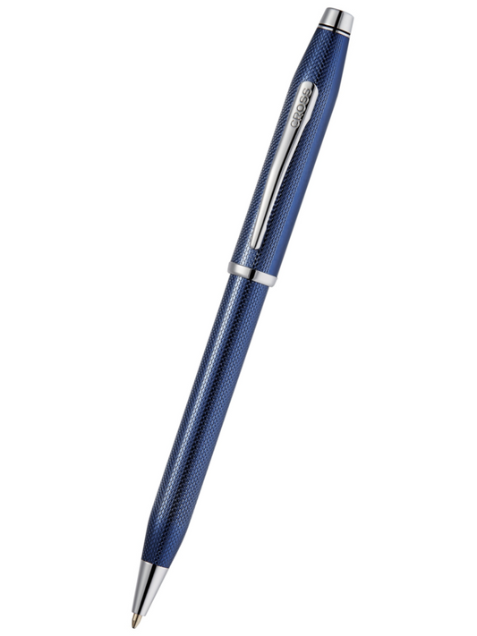 Century® II Polished Translucent Cobalt Blue Engraved Diamond Pattern Ballpoint Pen