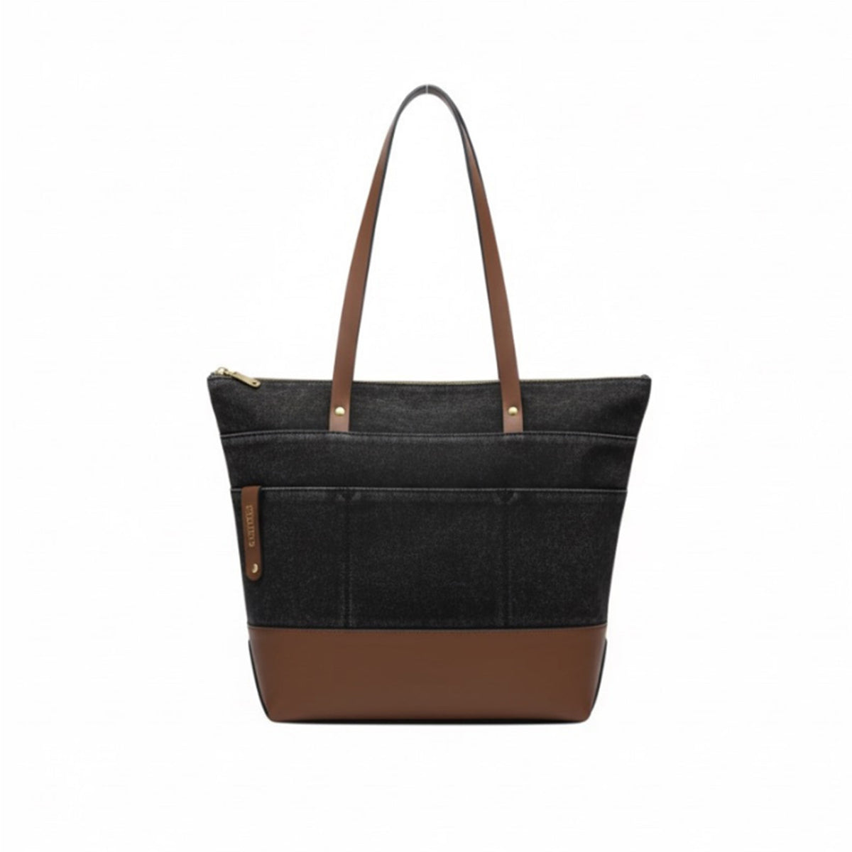 Harriet Washed Canvas & Leather Tote – Black/Brown