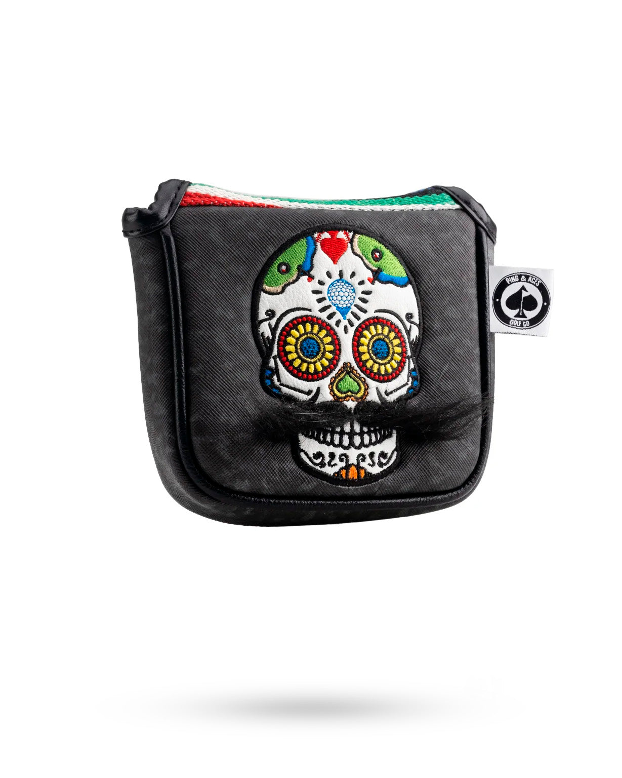 Mustache Sugar Skull - Mallet Putter Cover Gray Camo, product image 2