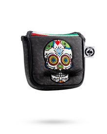 Mustache Sugar Skull - Mallet Putter Cover Gray Camo, product image 2