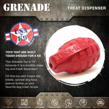 USA-K9 Grenade Shaped eDispenser Durable Dog Chew Toy & Treat Dispenser - Magnum Black