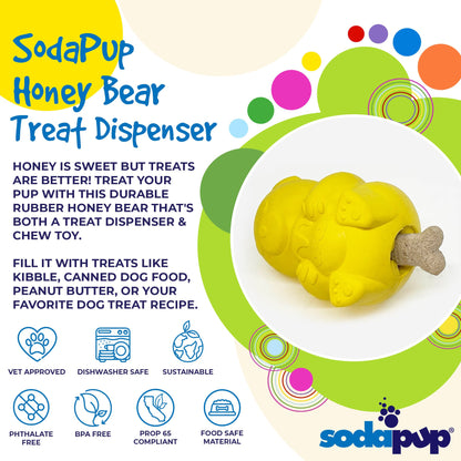 Honey Bear eDispenser - Durable Rubber Treat Dispenser for Dogs | USA Made