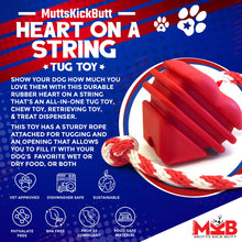 Heart on a String Dog Toy - Durable Rubber Tug Toy for Large Dogs | USA Made