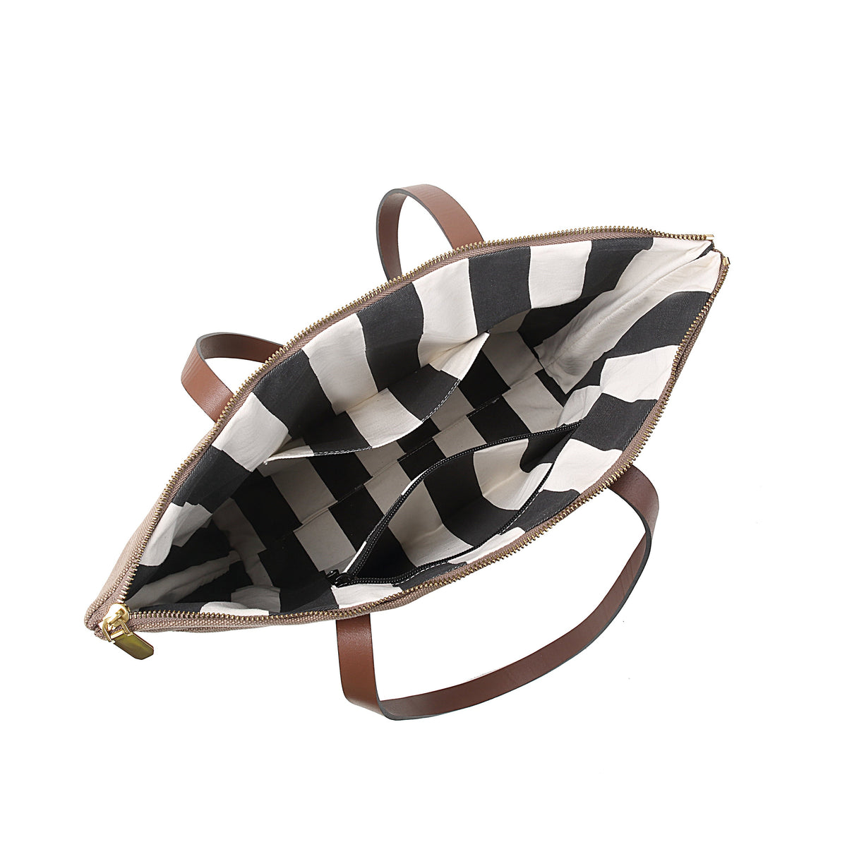 Harriet Washed Canvas & Leather Tote – Black/Brown