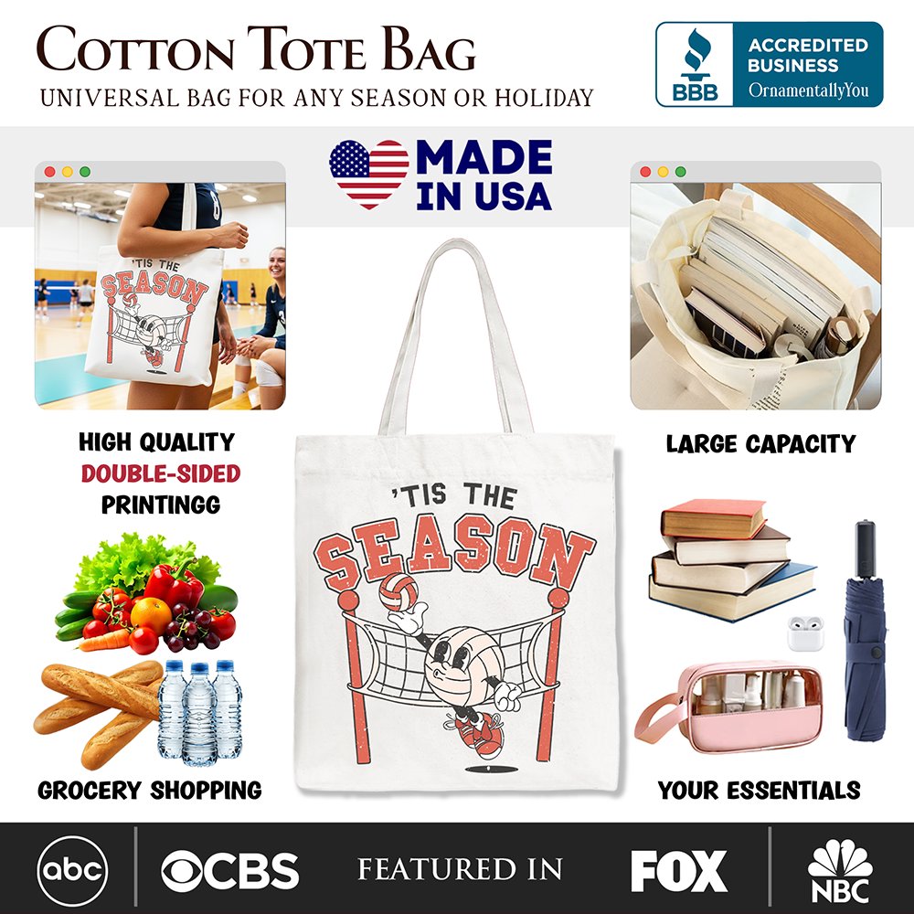 Tis the Season Volleyball Canvas Tote