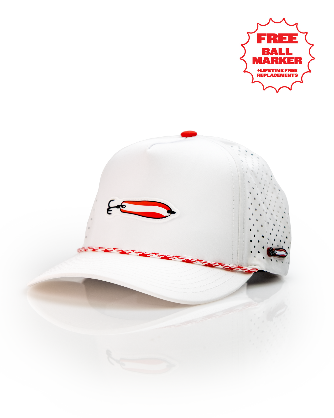 Dare Devil Spoon White - Perforated Rope Hat, product image 1