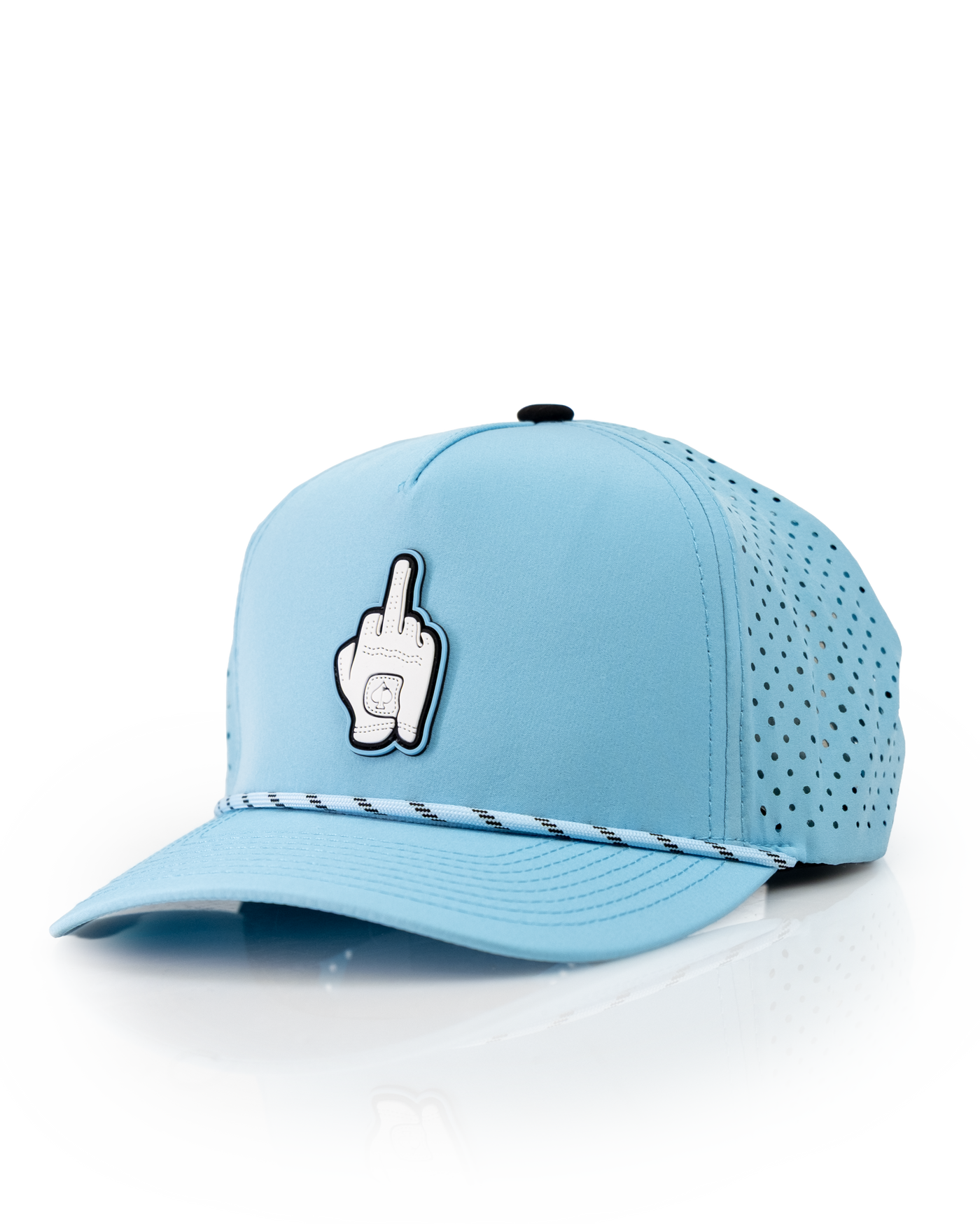 Middle Finger Baby Blue - Perforated Rope Hat, product image 1