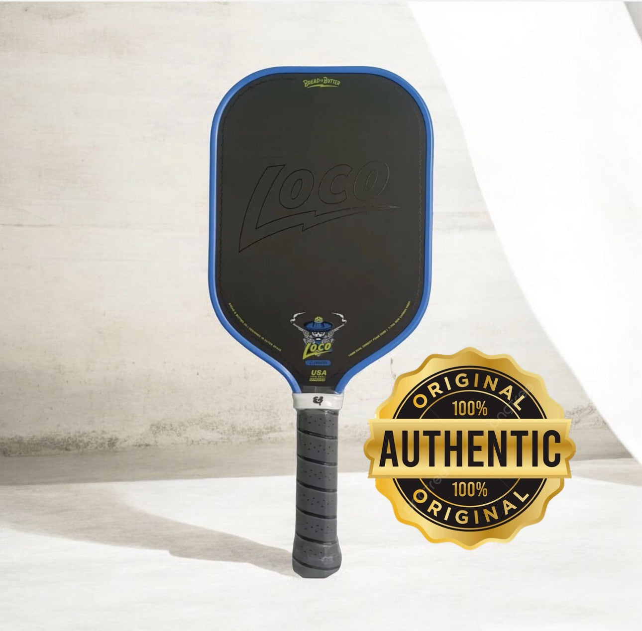 Bread & Butter Loco Elongated AZUL Blue Pickleball Paddle & Cover pickleball accessory, supplier image 1