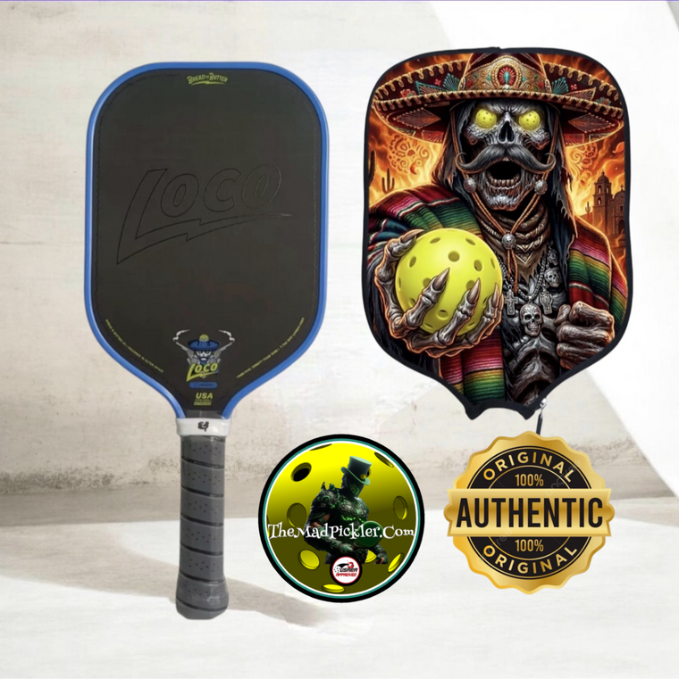 Bread & Butter Loco Elongated AZUL Blue Pickleball Paddle & Mad Pickler Cover pickleball accessory, supplier image 1