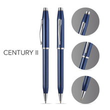 Century® II Polished Translucent Cobalt Blue Engraved Diamond Pattern Ballpoint Pen