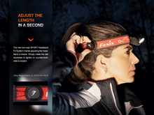 Person adjusting a Fenix headband beside visible adjustment graphic text.