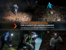 Night-running collage with visible brightness-options graphic text.