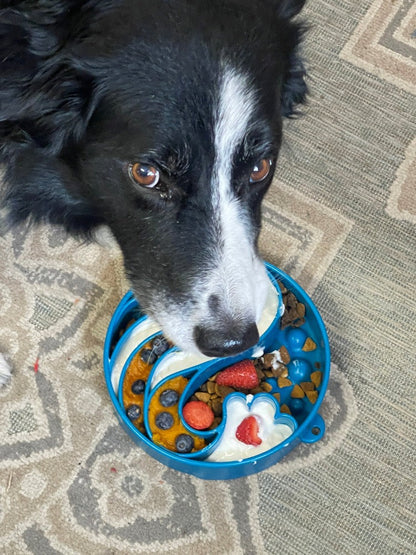 Wave eBowl Deep Slow Feeder Dog Bowl for Enrichment | Made in USA