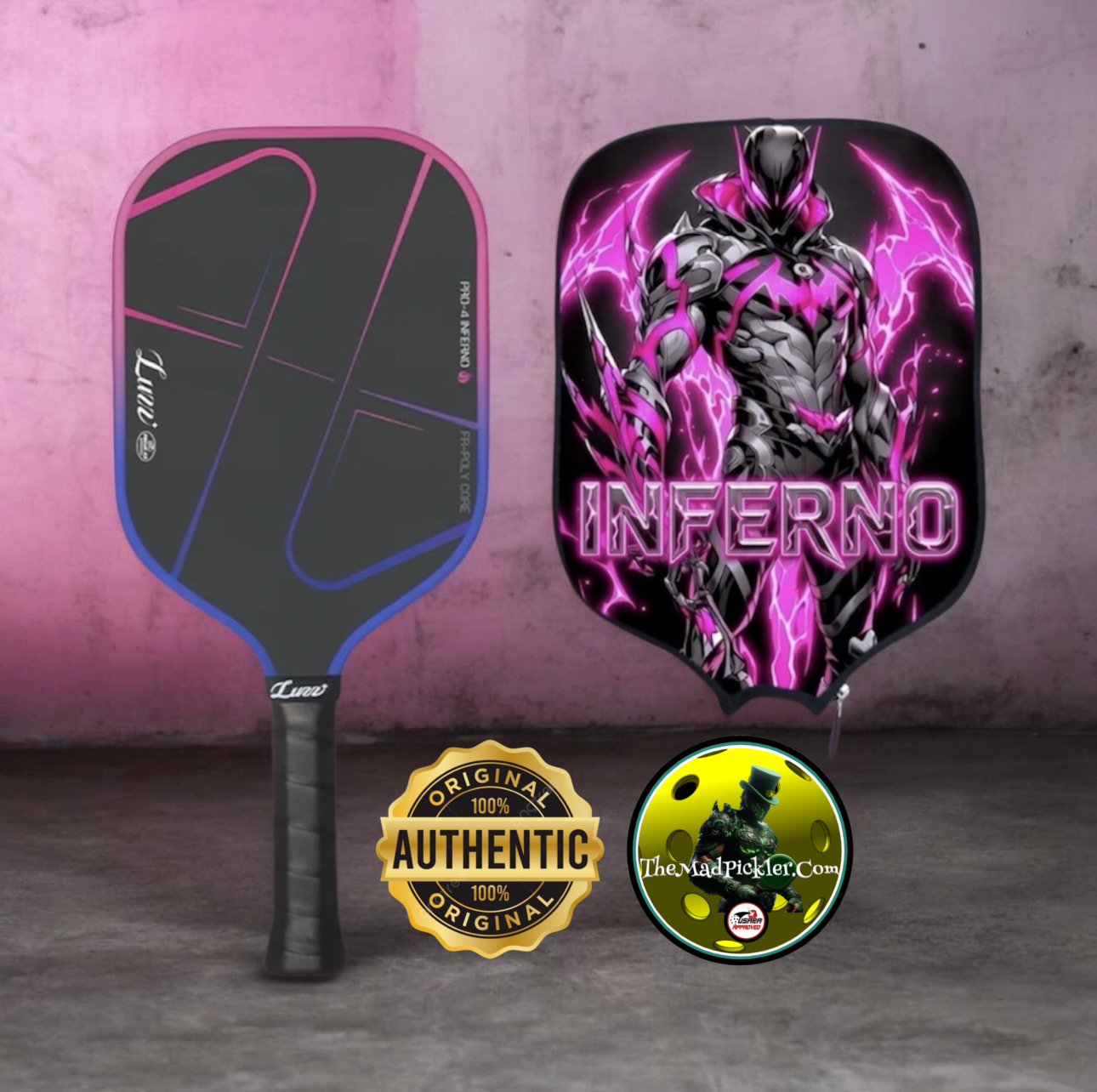 Luzz Pro 4 Inferno Mad Pickler Edition Pickleball Paddle & Cover pickleball accessory, supplier image 1