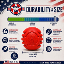 USA-K9 Stars and Stripes Rubber Dog Toy | K9 Handler Reward Toy | Red | USA Made