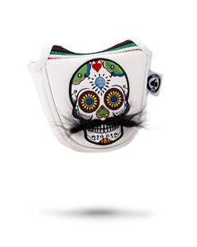 Mustache Sugar Skull - Mallet Putter Cover White, product image 1