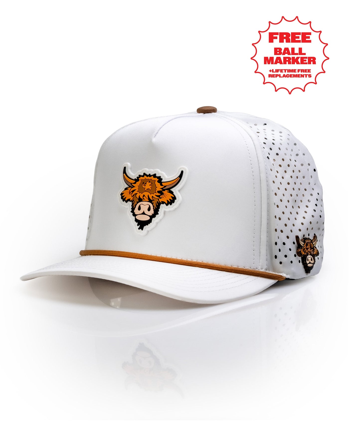 Highland Cow White - Perforated Rope Hat, product image 1