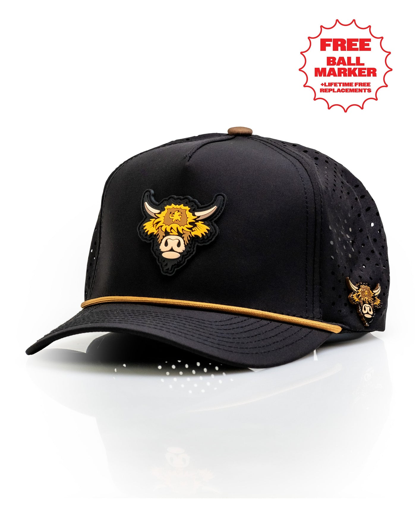 Highland Cow Black - Perforated Rope Hat, product image 1