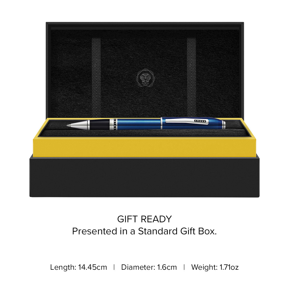 Peerless™ Polished Translucent Cobalt Blue Engraved Diamond Pattern with Polished Chrome Appointments and Swarovski Crystal Rollerball Pen