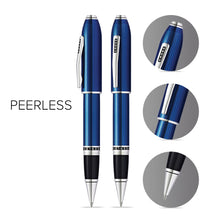 Peerless™ Polished Translucent Cobalt Blue Engraved Diamond Pattern with Polished Chrome Appointments and Swarovski Crystal Rollerball Pen