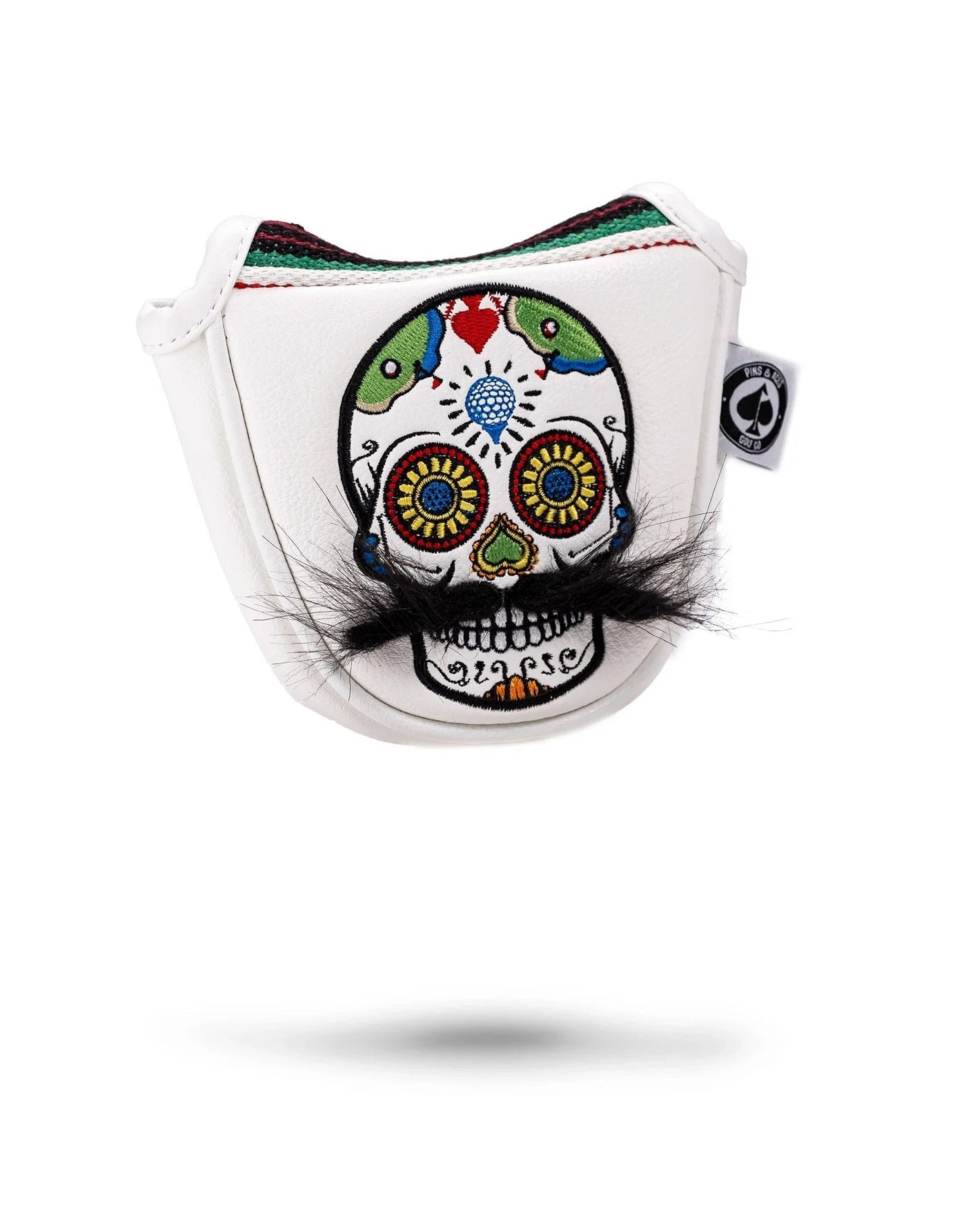 Mustache Sugar Skull - Mallet Putter Cover White, product image 2