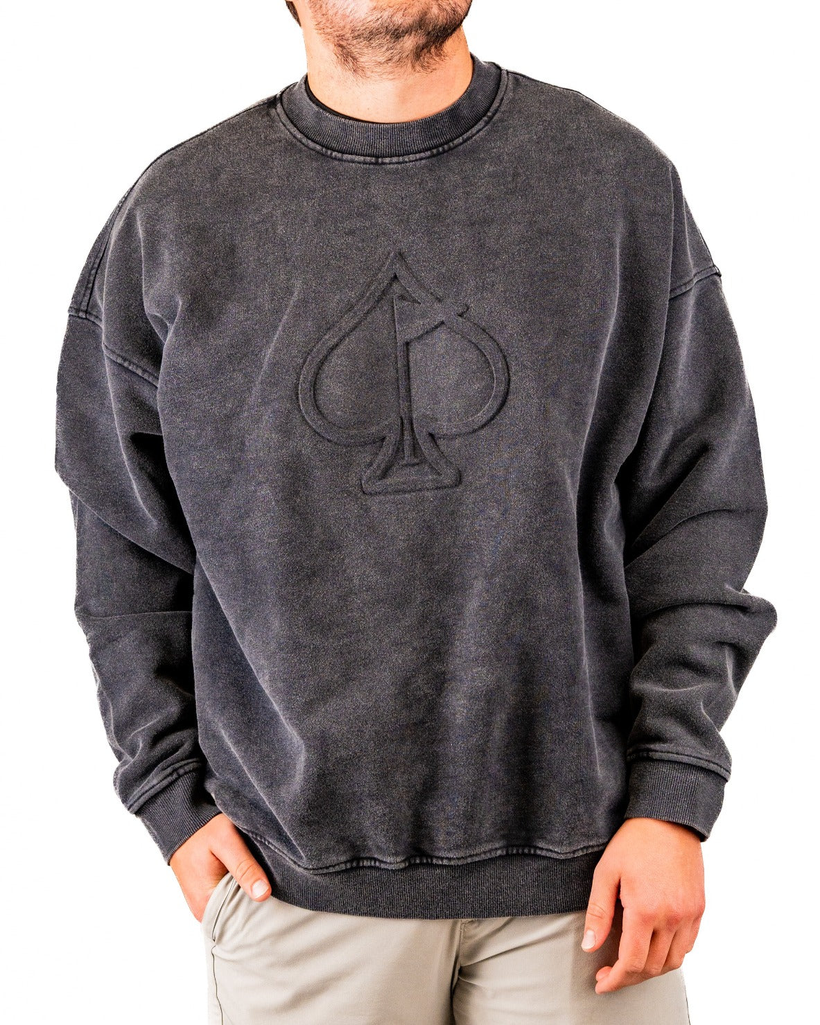 Embossed Spade Crewneck - Washed Charcoal, product image 1