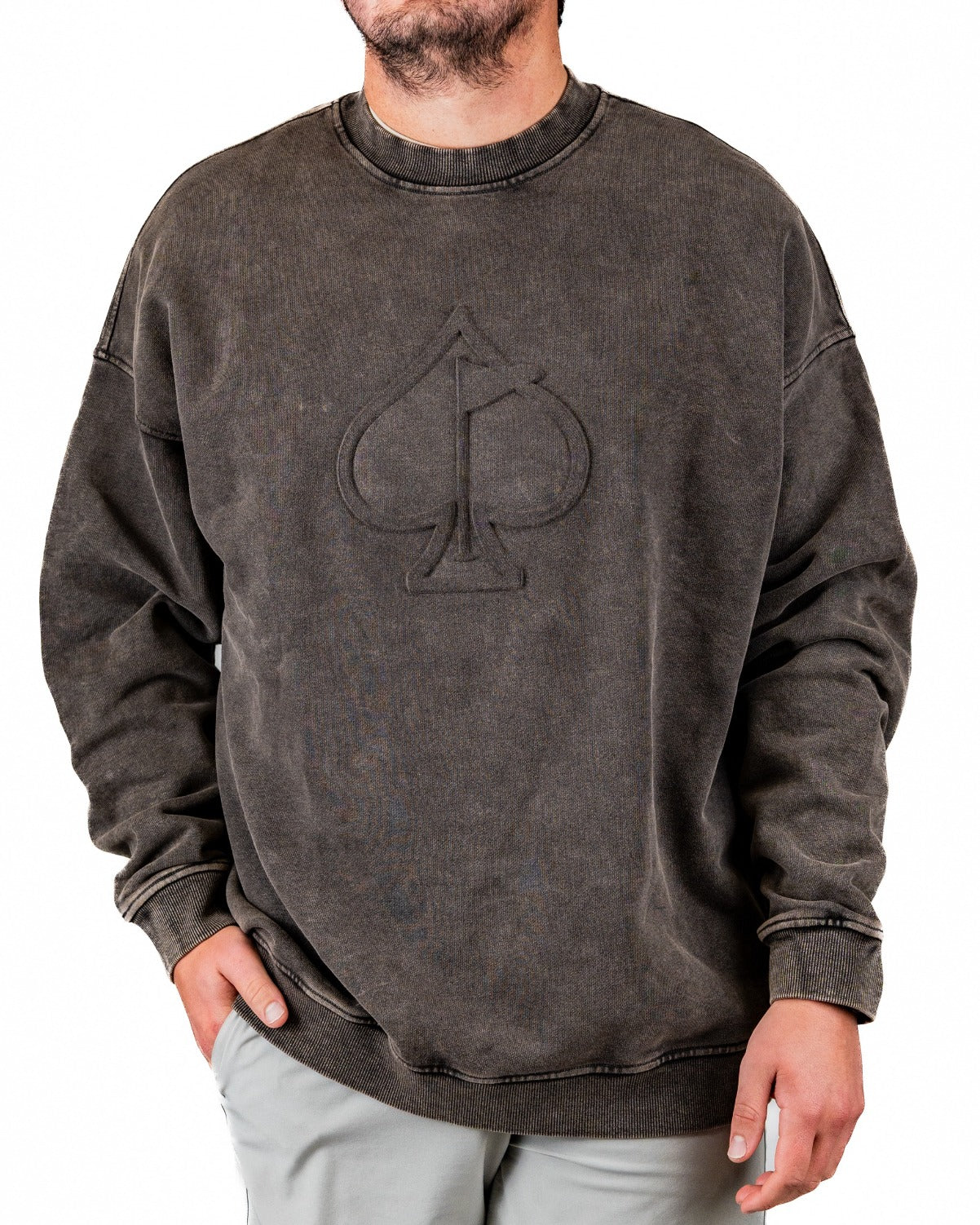 Embossed Spade Crewneck - Washed Iron, product image 1