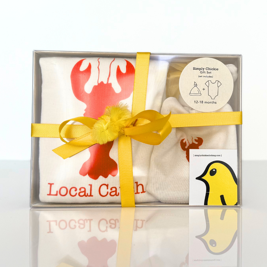 Lobster Local Catch Lobster Long-Sleeve Romper & Hat Gift Set