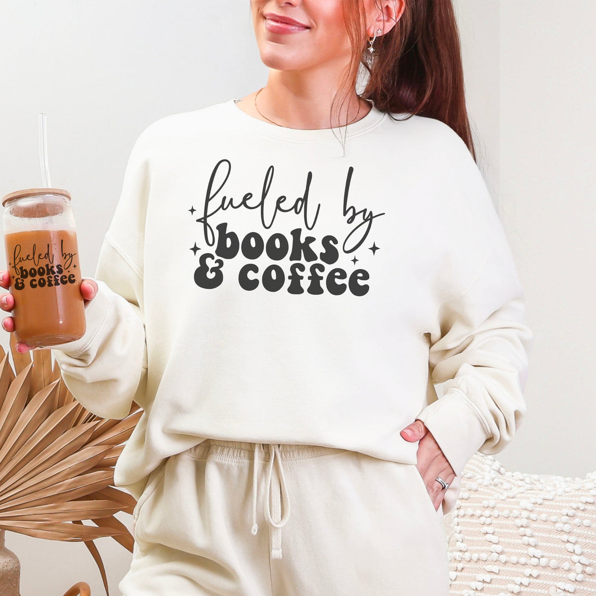 Fueled by Books and Coffee Book Lover Sweatshirt