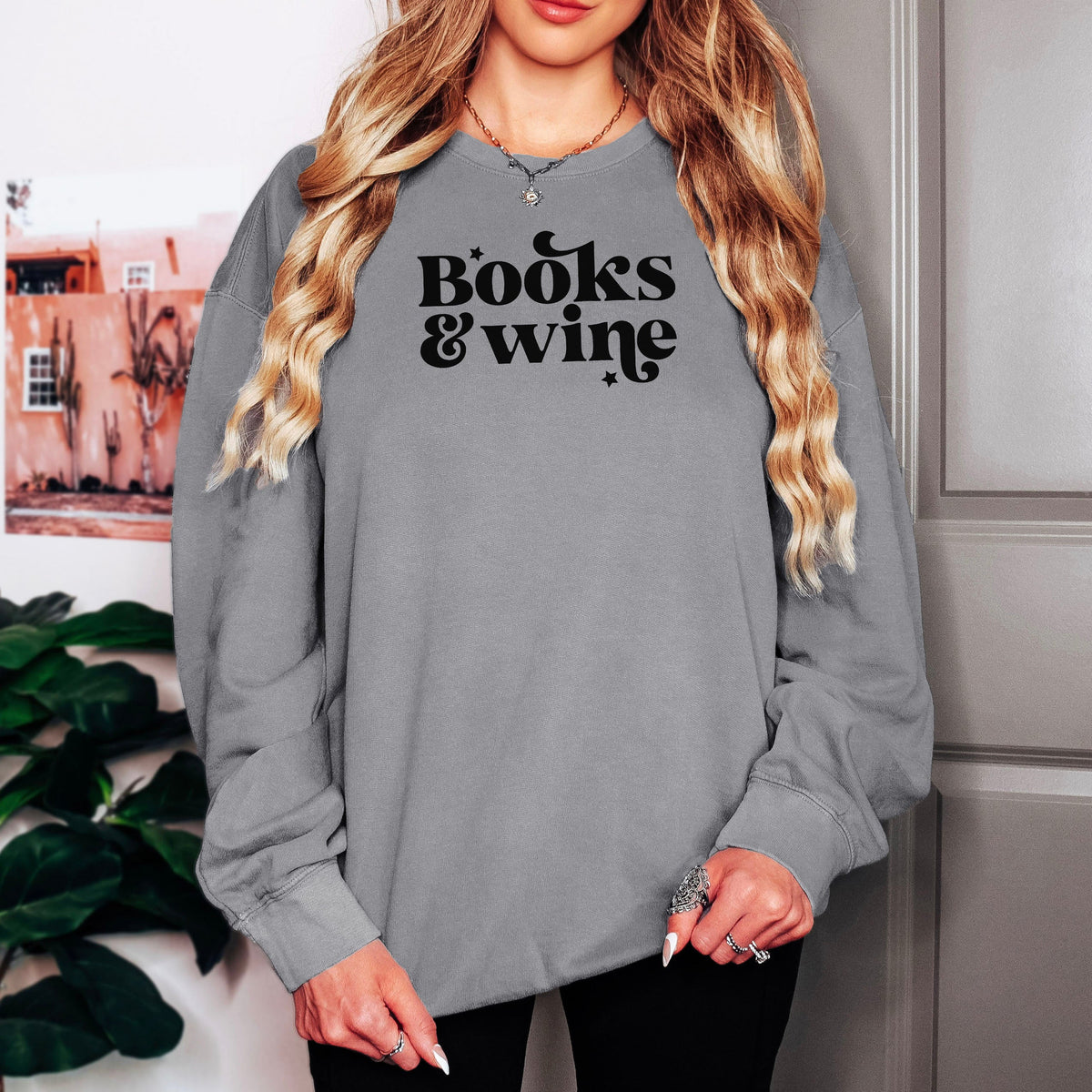 Books And Wine Book Lover Sweatshirt