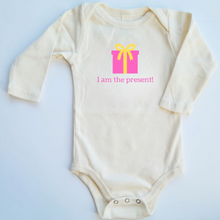 Pink I Am the Present Long-Sleeve Baby Romper