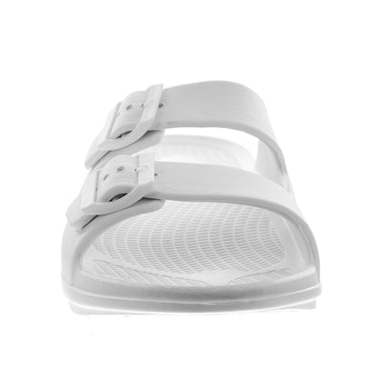 Sovella Buckle Recovery Slide Sandals – White