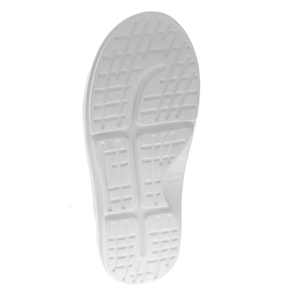 Sovella Buckle Recovery Slide Sandals – White