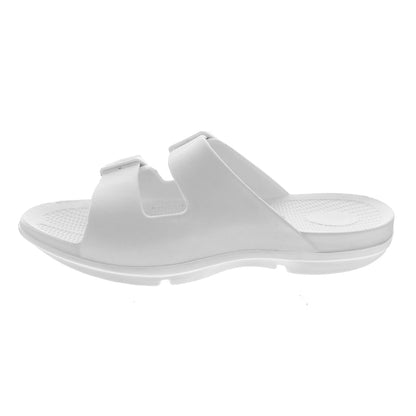 Sovella Buckle Recovery Slide Sandals – White