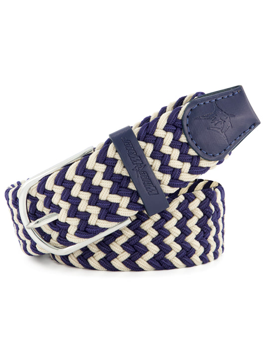 Navy and white braided belt
