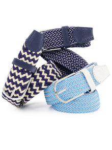 Navy and white braided belt