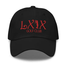 Curve Logo Dad Hat - Red Logo by LXIX GOLF CLUB