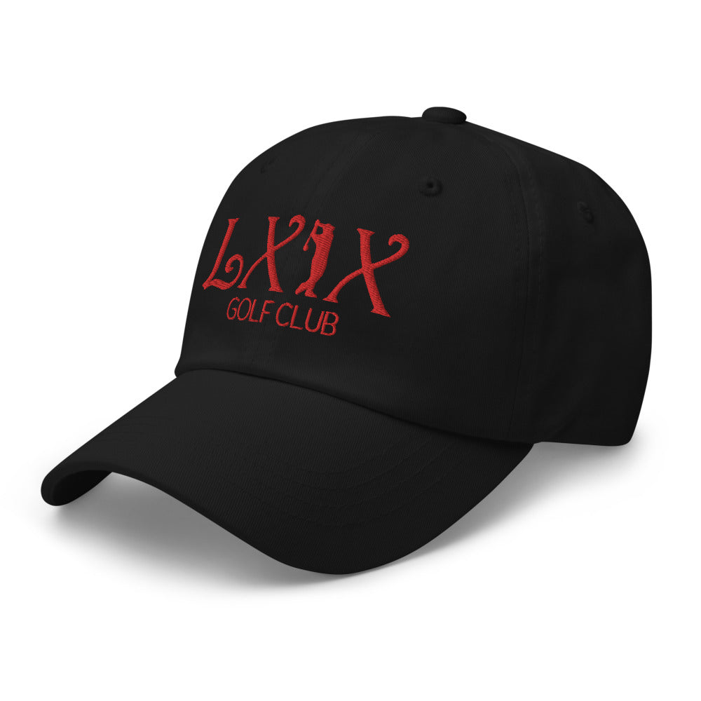Curve Logo Dad Hat - Red Logo by LXIX GOLF CLUB — view 3