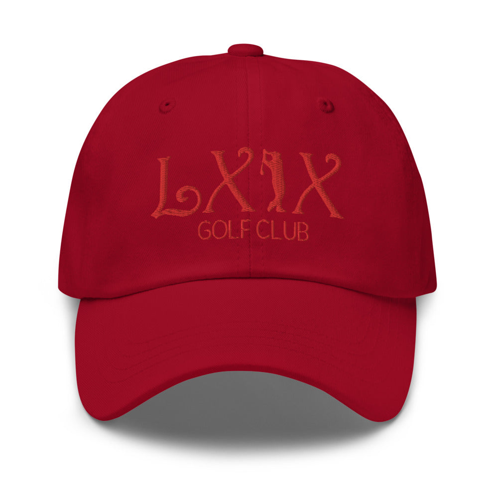 Curve Logo Dad Hat - Red Logo by LXIX GOLF CLUB — view 7