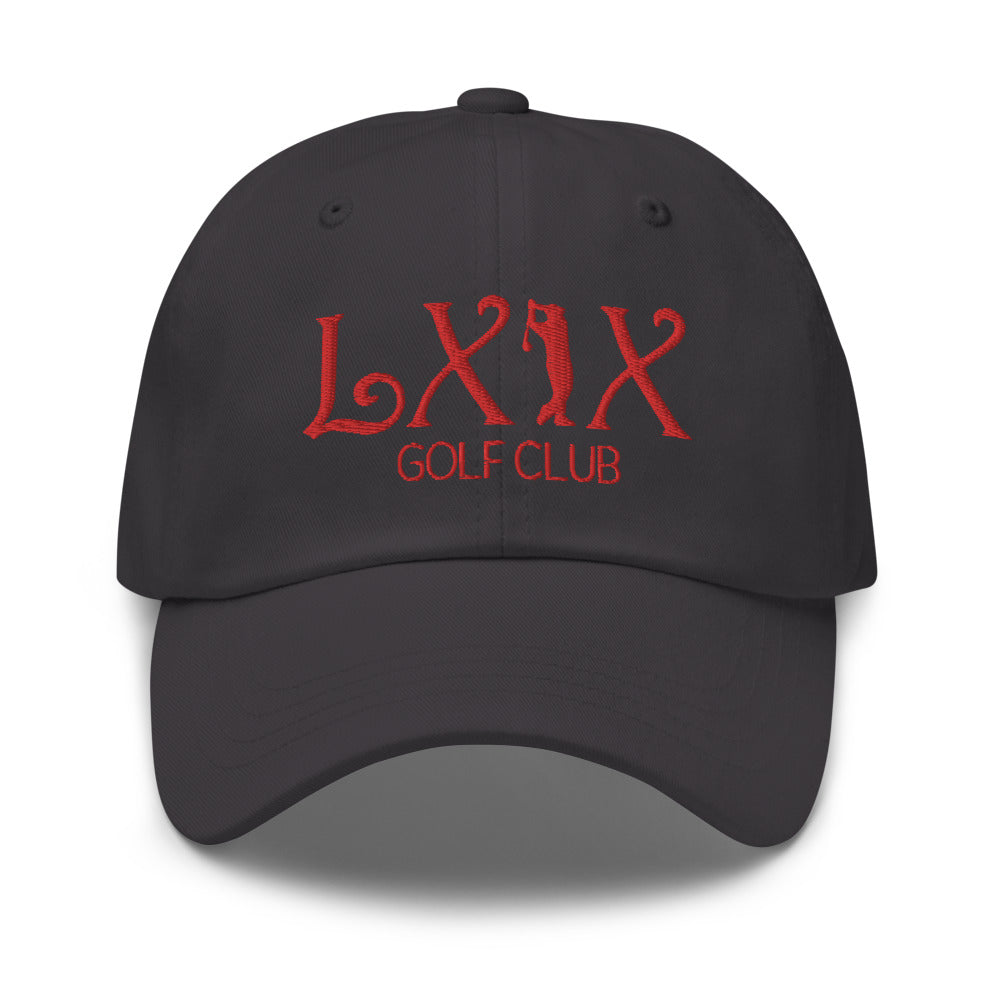 Curve Logo Dad Hat - Red Logo by LXIX GOLF CLUB — view 13