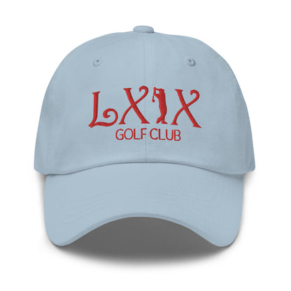 Curve Logo Dad Hat - Red Logo by LXIX GOLF CLUB — view 19