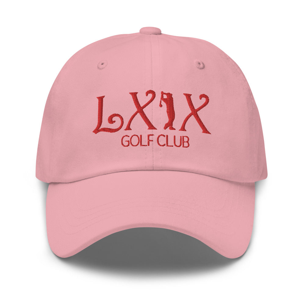 Curve Logo Dad Hat - Red Logo by LXIX GOLF CLUB — view 16