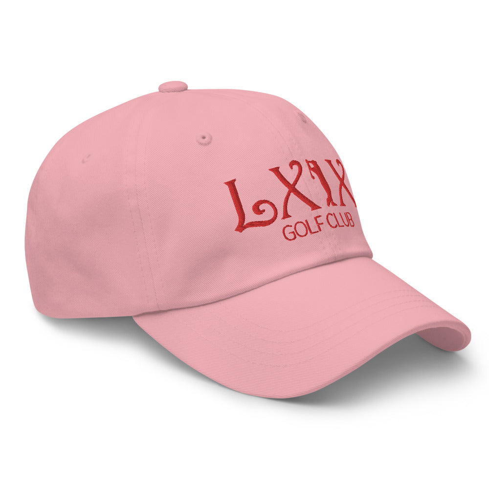 Curve Logo Dad Hat - Red Logo by LXIX GOLF CLUB — view 17