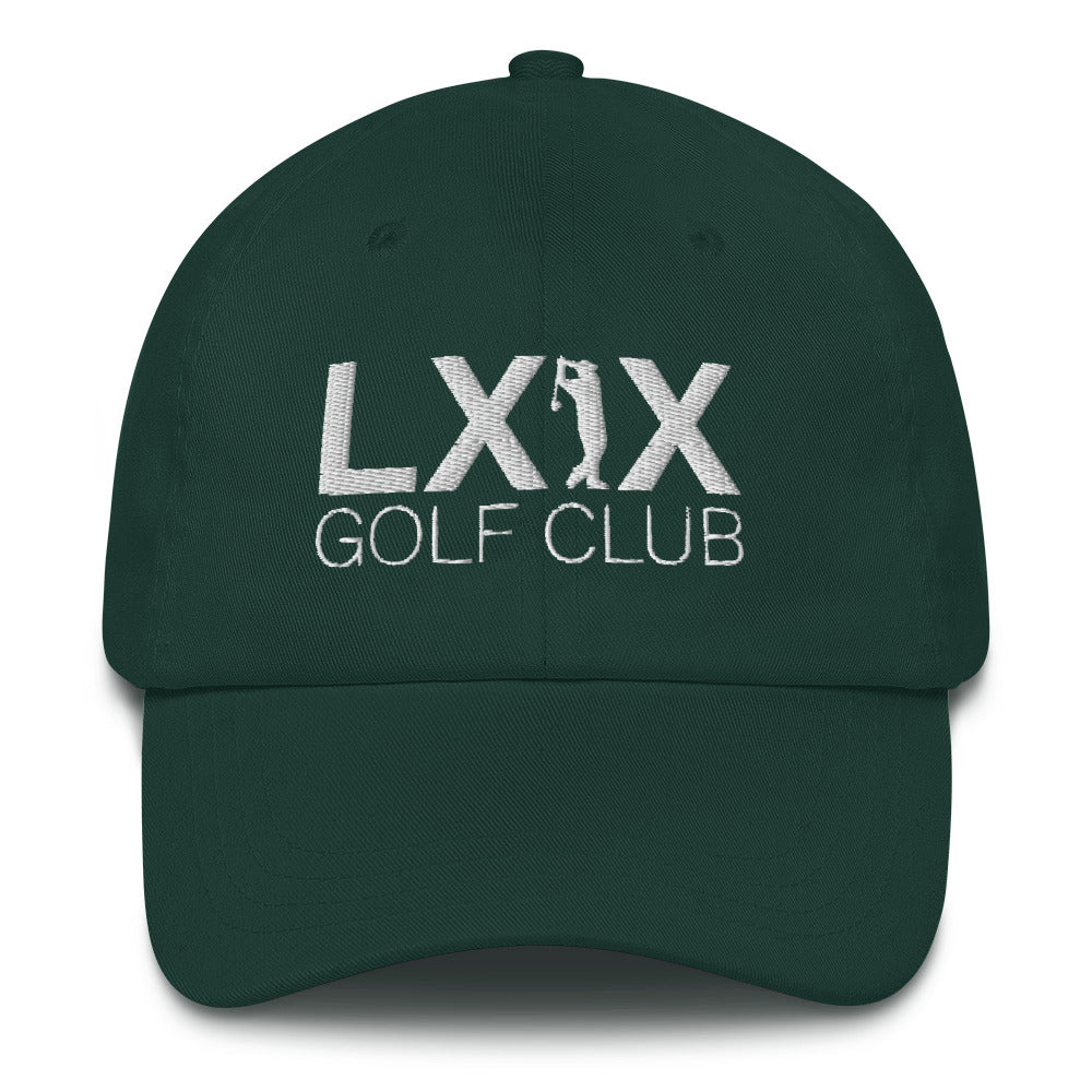 Swinger Logo Dad Hat - White Logo by LXIX GOLF CLUB — view 3