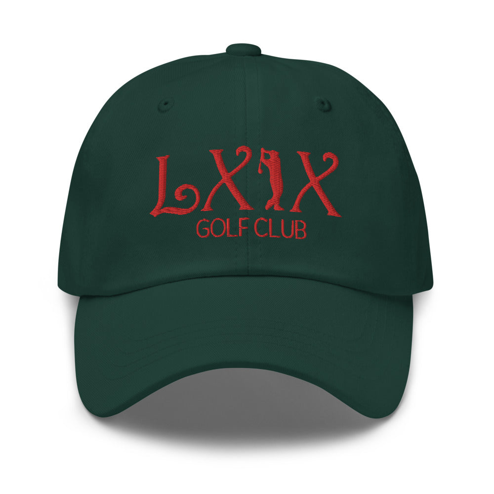 Curve Logo Dad Hat - Red Logo by LXIX GOLF CLUB — view 10