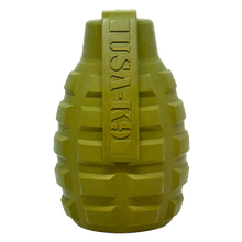USA-K9 Grenade Shaped eDispenser Durable Dog Chew Toy & Treat Dispenser - Army Green