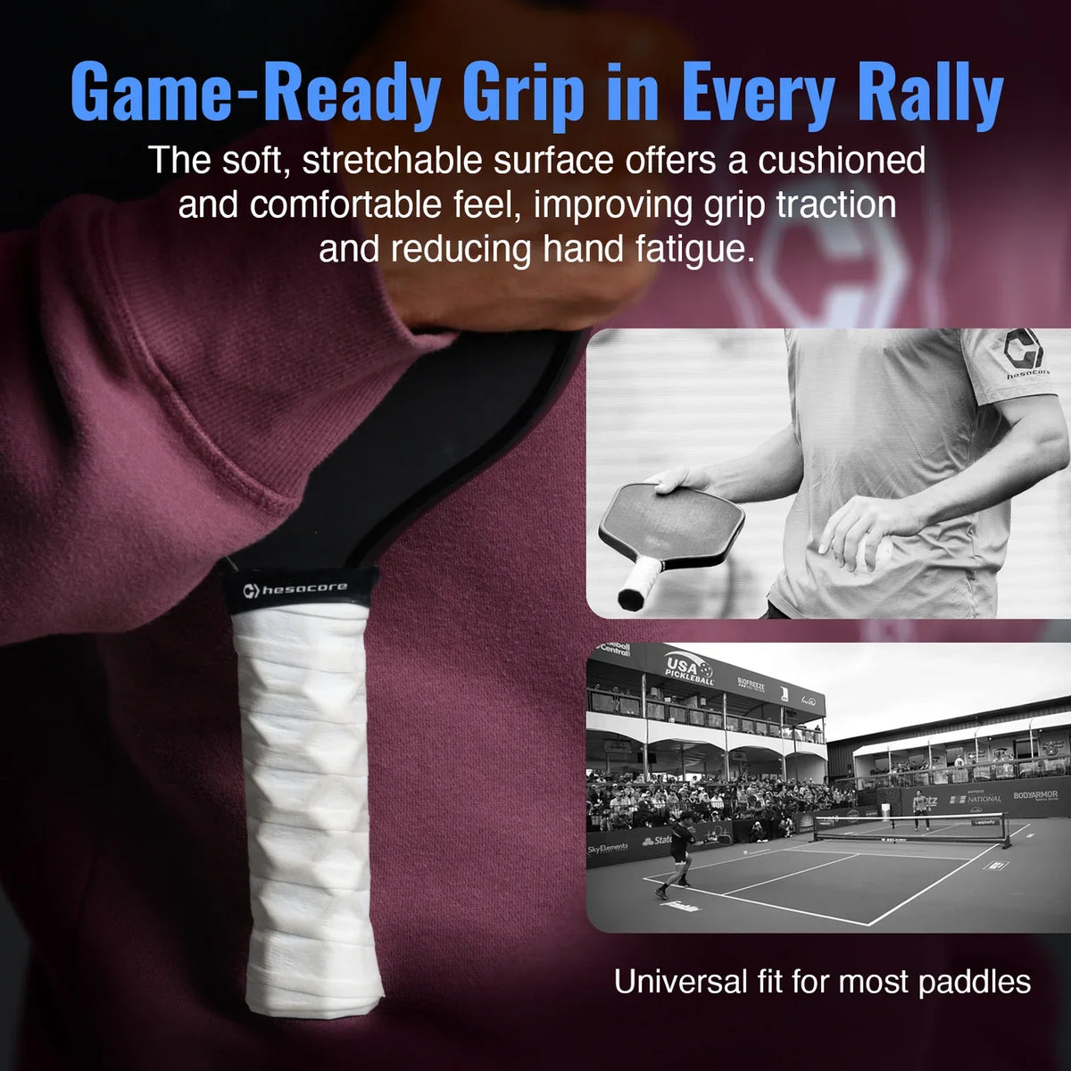 Hesacore Hesatac Pickleball Paddle Overgrip – White pickleball accessory, supplier image 4