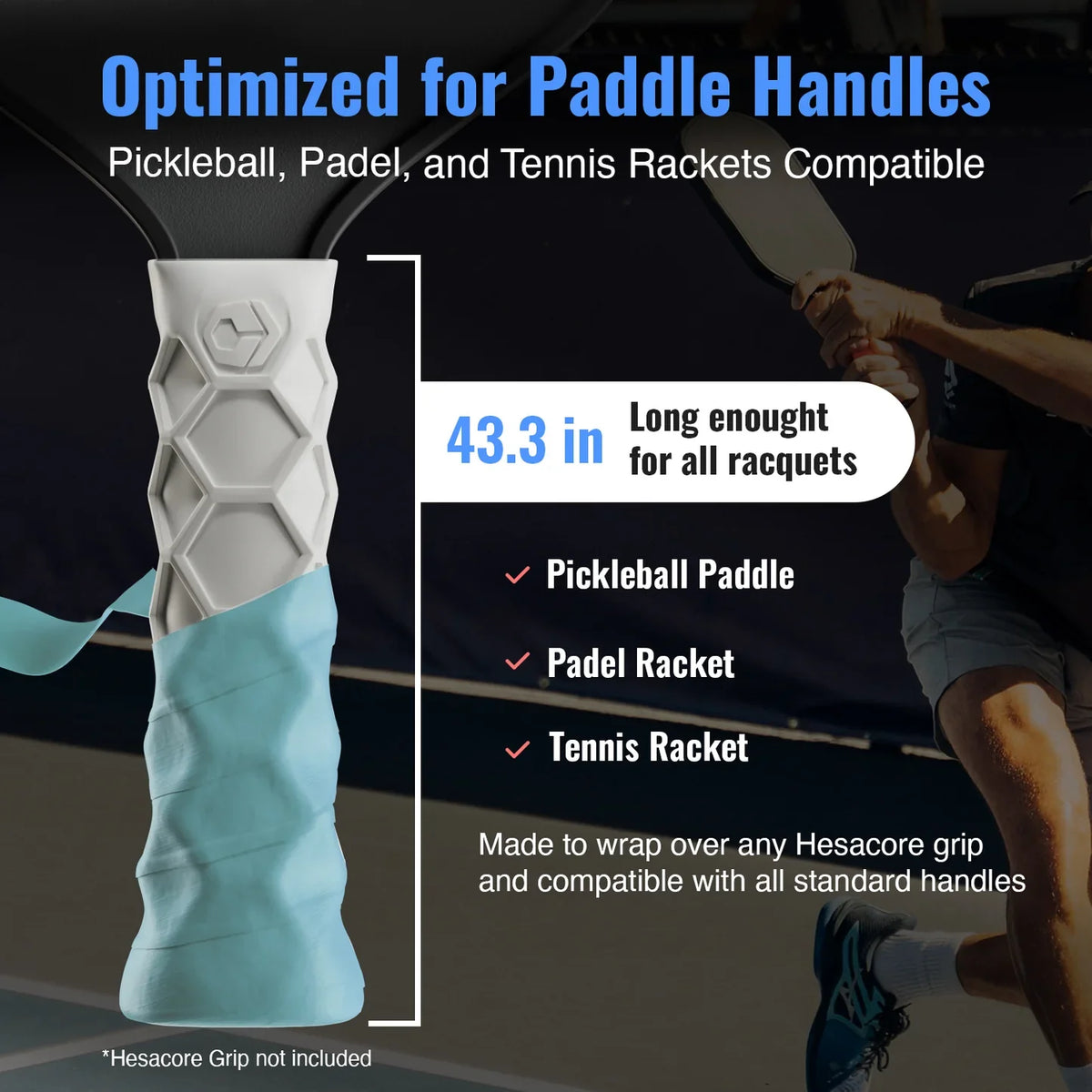 Hesacore Hesatac Pickleball Paddle Overgrip – Turquoise pickleball accessory, supplier image 2