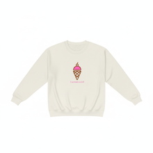 Natural cotton I Scream a Lot sweatshirt with an ice cream cone design shown flat