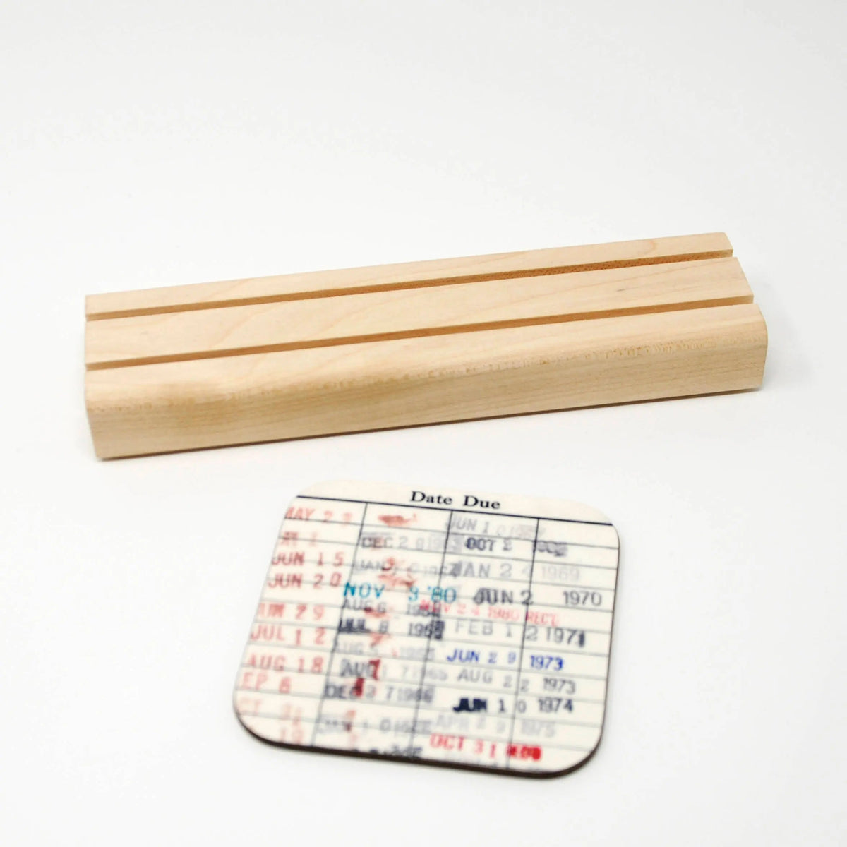 Vintage Library Card Coasters — Set of 2 or 4